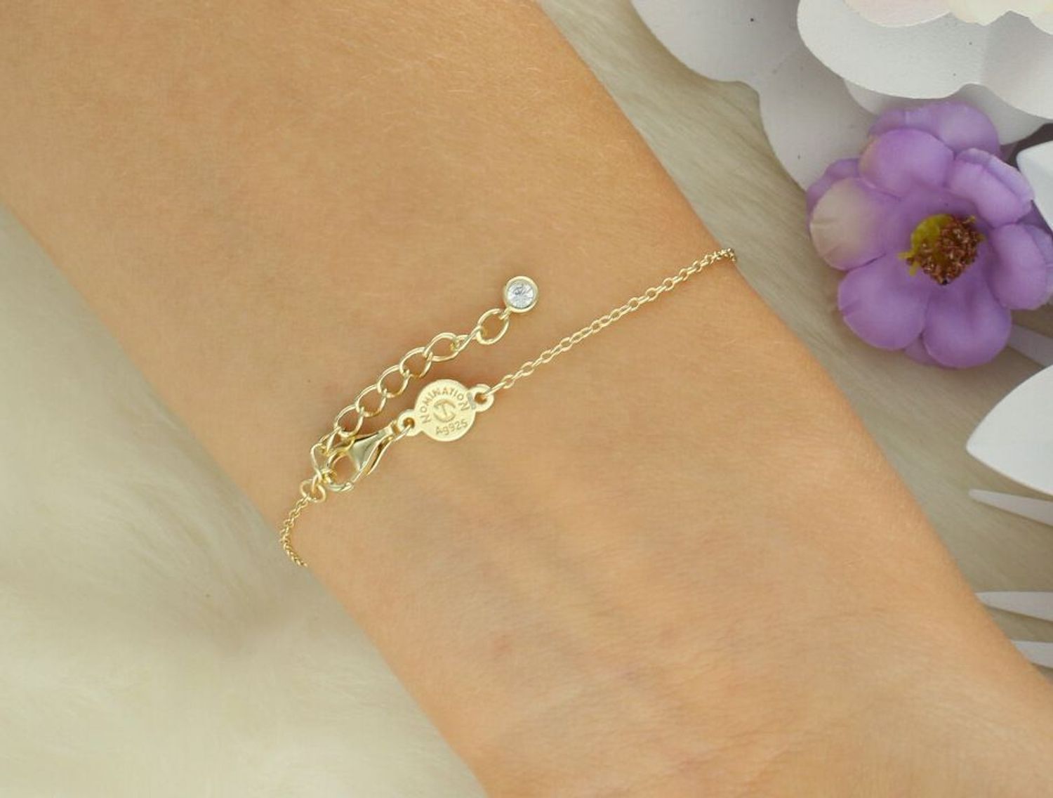 Bransoletka Nomination Italy Petit Sparkle 242300 006 – srebrna pozłacana z serduszkiem, cyrkonie.jpg